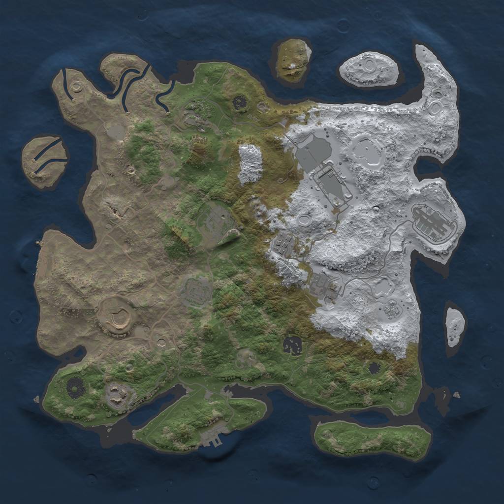 Rust Map: Procedural Map, Size: 3750, Seed: 225515217, 19 Monuments