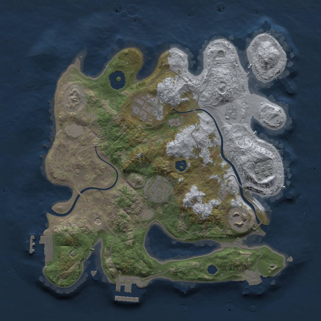 Rust Map: Procedural Map, Size: 2750, Seed: 422054054, 9 Monuments