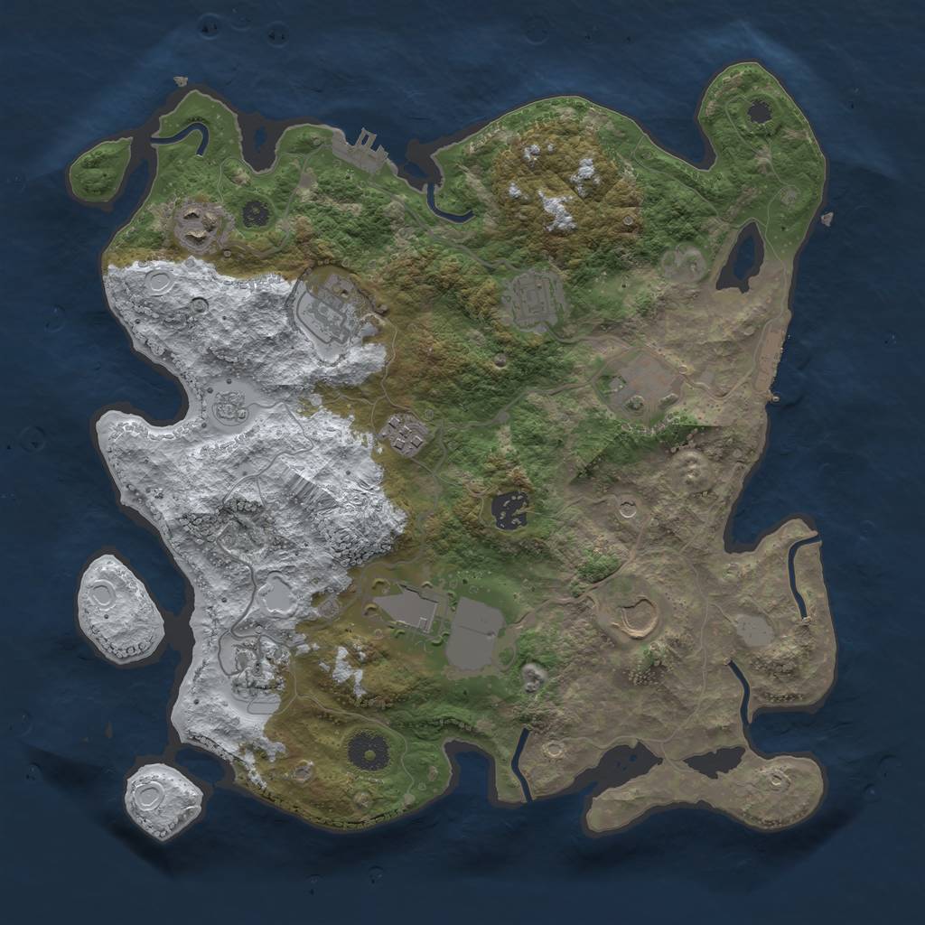 Rust Map: Procedural Map, Size: 3500, Seed: 98956223, 18 Monuments
