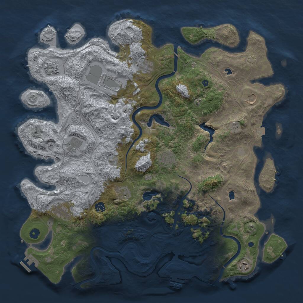 Rust Map: Procedural Map, Size: 4500, Seed: 62105, 17 Monuments