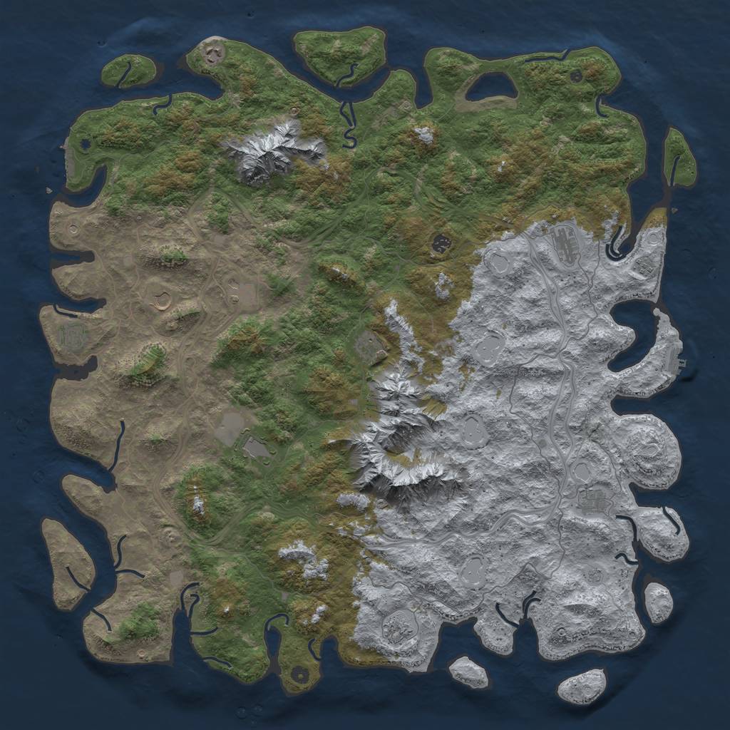 Rust Map: Procedural Map, Size: 6000, Seed: 93836527, 18 Monuments