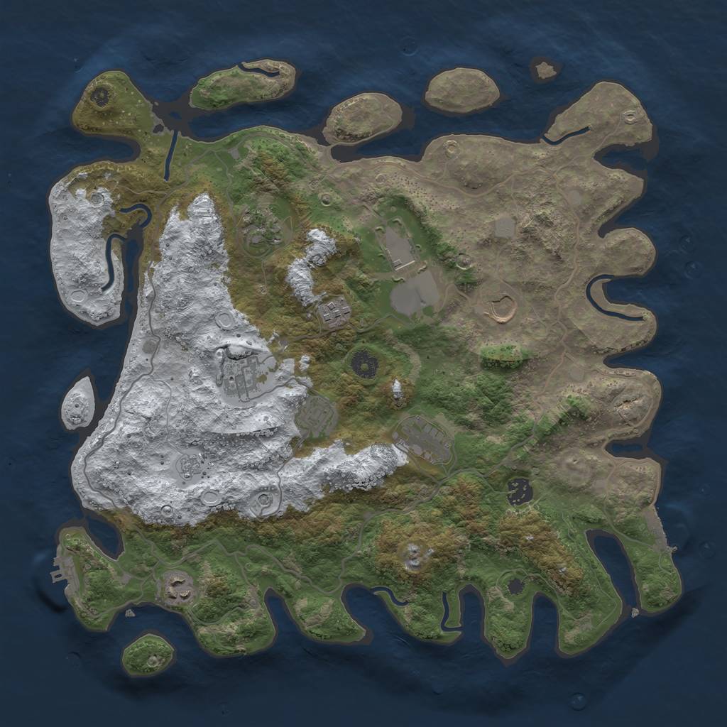Rust Map: Procedural Map, Size: 4000, Seed: 5631, 18 Monuments
