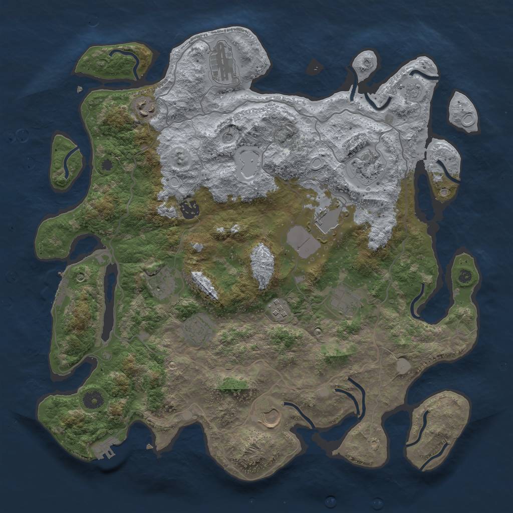 Rust Map: Procedural Map, Size: 4000, Seed: 3674456, 19 Monuments