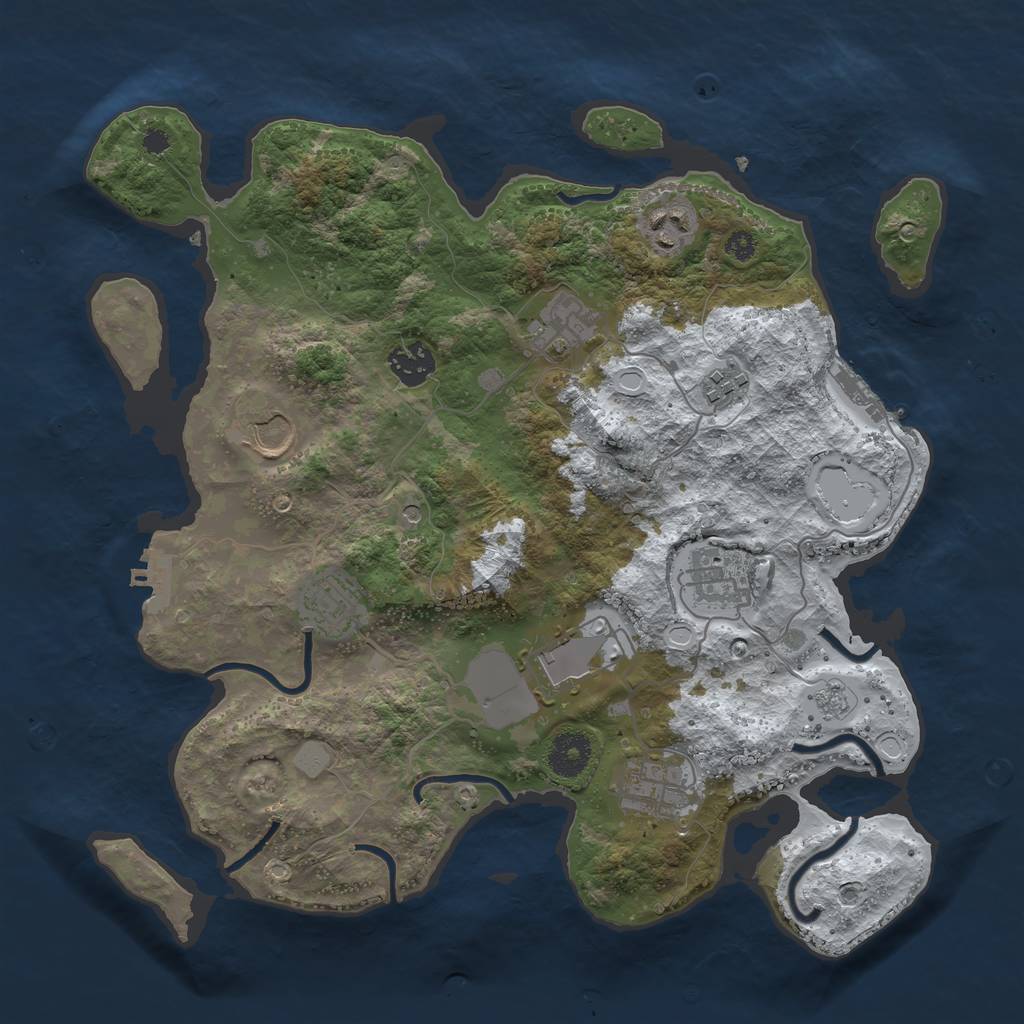 Rust Map: Procedural Map, Size: 3500, Seed: 552117164, 18 Monuments