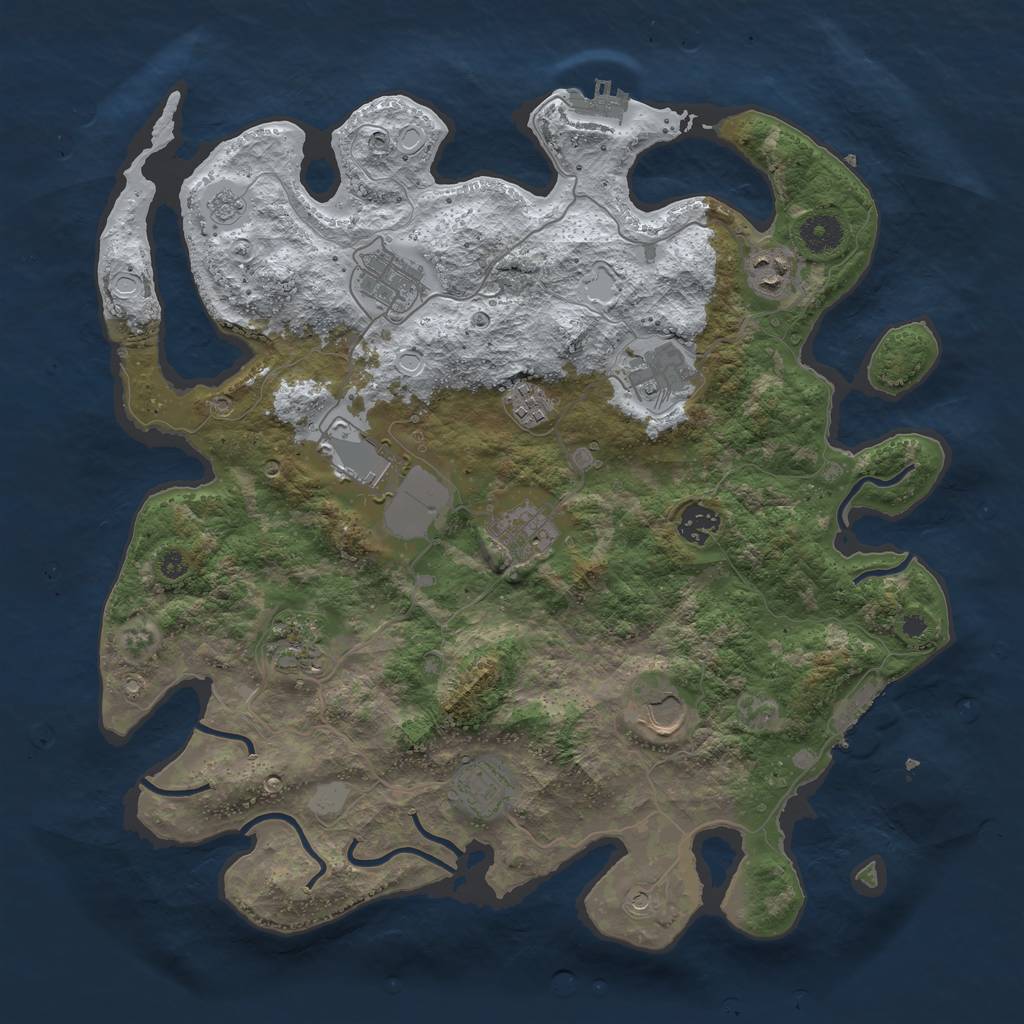 Rust Map: Procedural Map, Size: 3850, Seed: 4551941, 19 Monuments