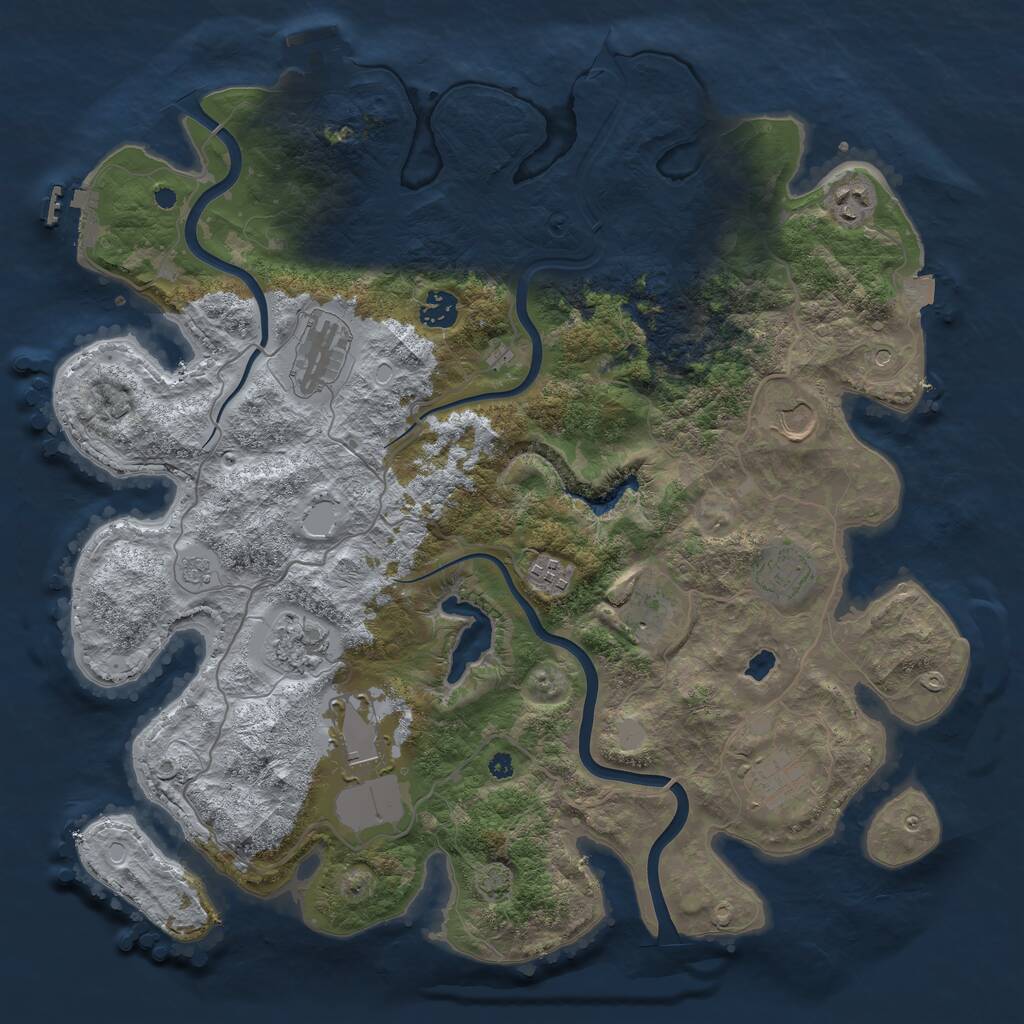 Rust Map: Procedural Map, Size: 4000, Seed: 889275, 16 Monuments