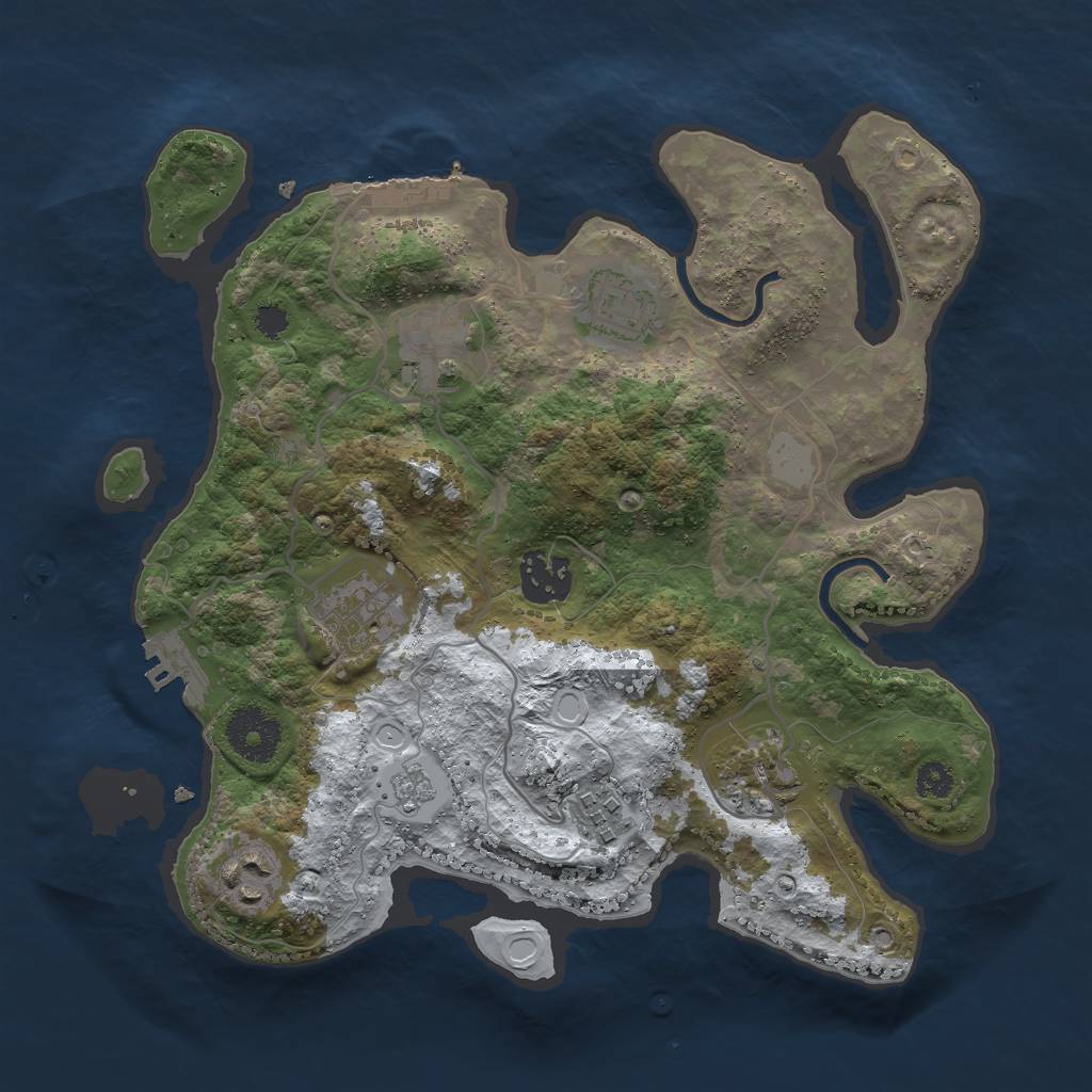 Rust Map: Procedural Map, Size: 3000, Seed: 60775, 15 Monuments