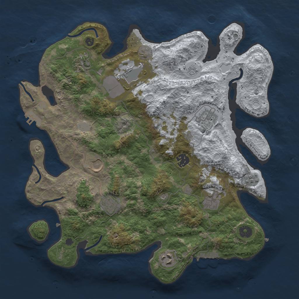 Rust Map: Procedural Map, Size: 3500, Seed: 1085845, 18 Monuments
