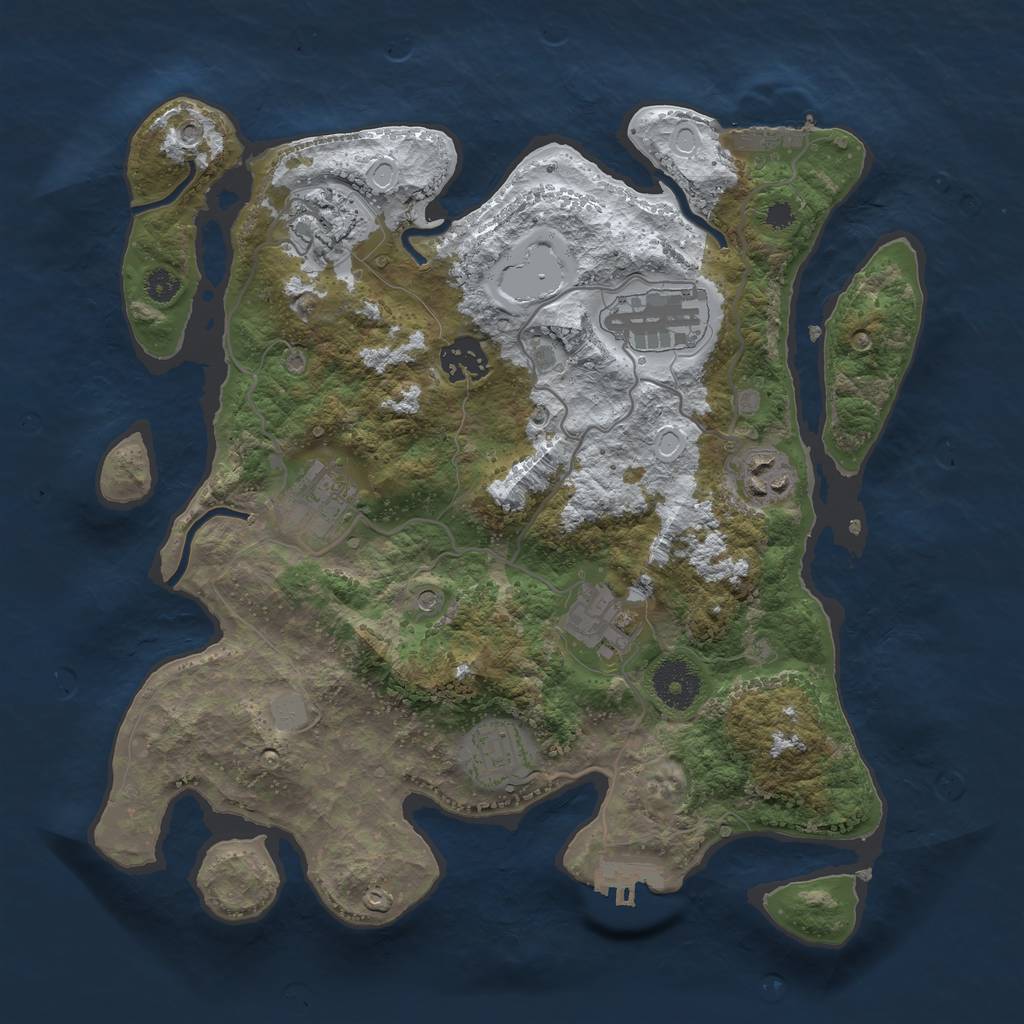 Rust Map: Procedural Map, Size: 3250, Seed: 1213829891, 15 Monuments