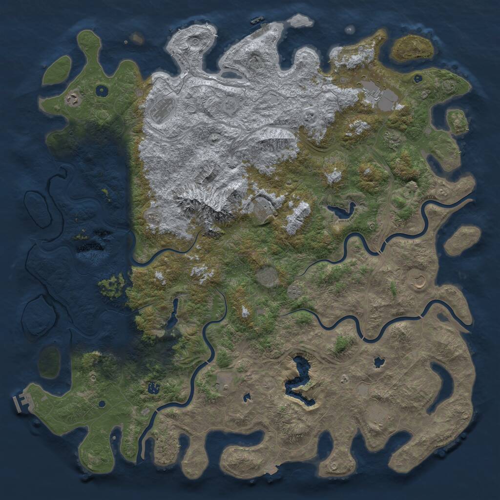 Rust Map: Procedural Map, Size: 6000, Seed: 901559265, 17 Monuments