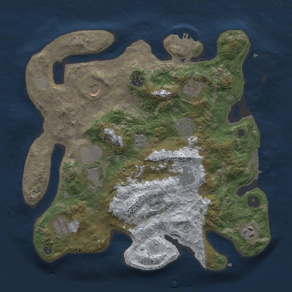 Rust Map: Procedural Map, Size: 3500, Seed: 1122444983, 18 Monuments