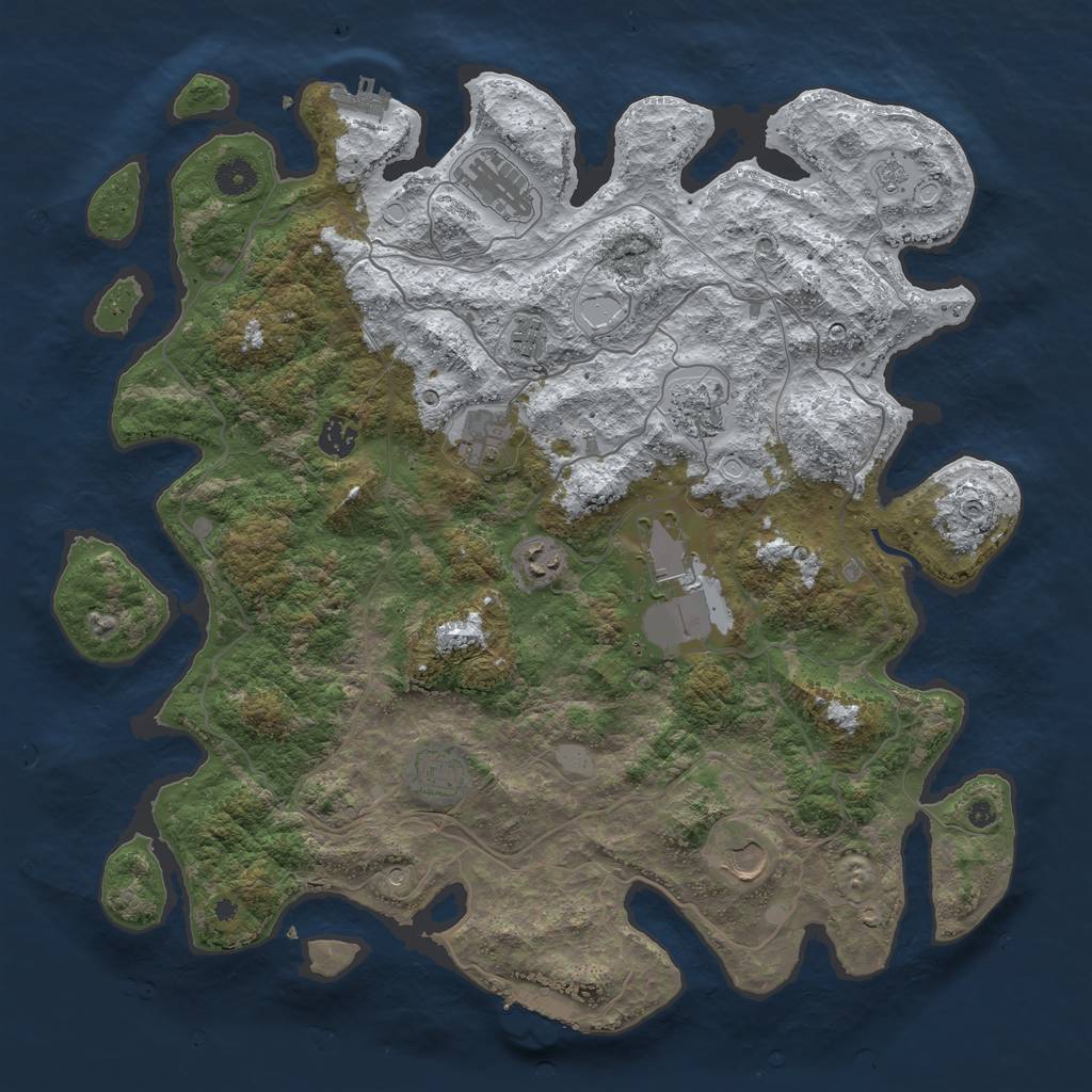 Rust Map: Procedural Map, Size: 4250, Seed: 115639898, 18 Monuments