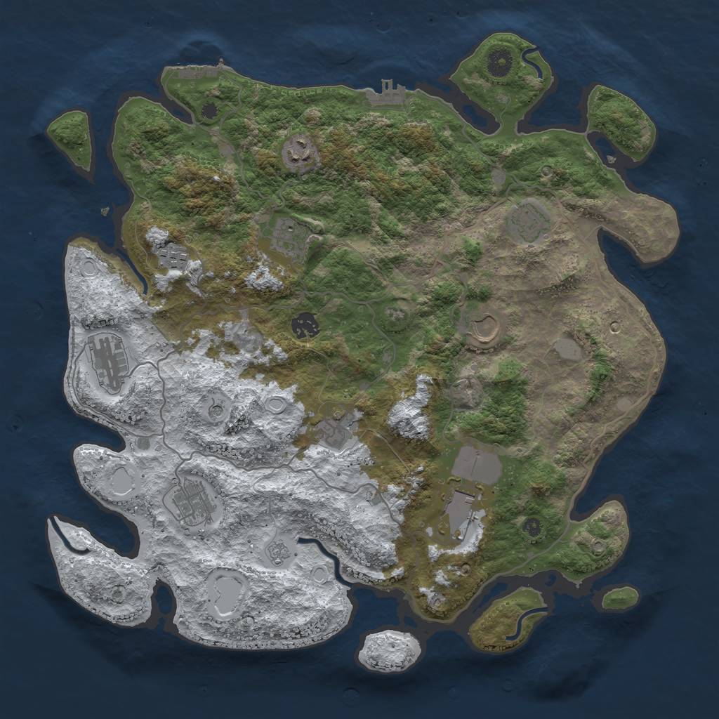 Rust Map: Procedural Map, Size: 4000, Seed: 45343, 19 Monuments