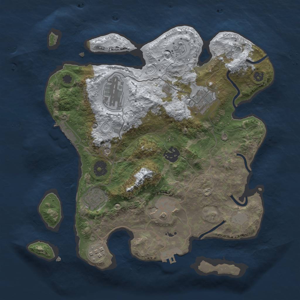 Rust Map: Procedural Map, Size: 3000, Seed: 2256, 15 Monuments