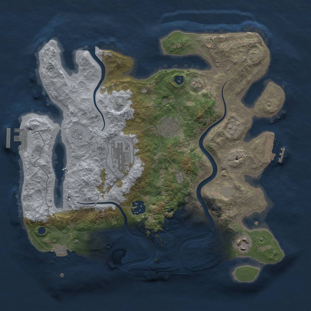 Rust Map: Procedural Map, Size: 3200, Seed: 6053983, 11 Monuments