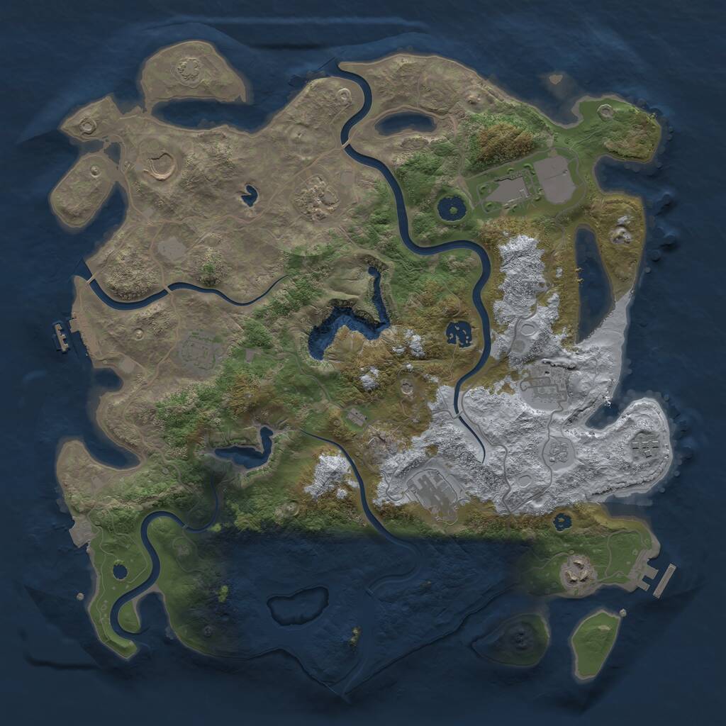 Rust Map: Procedural Map, Size: 4050, Seed: 1563059032, 15 Monuments