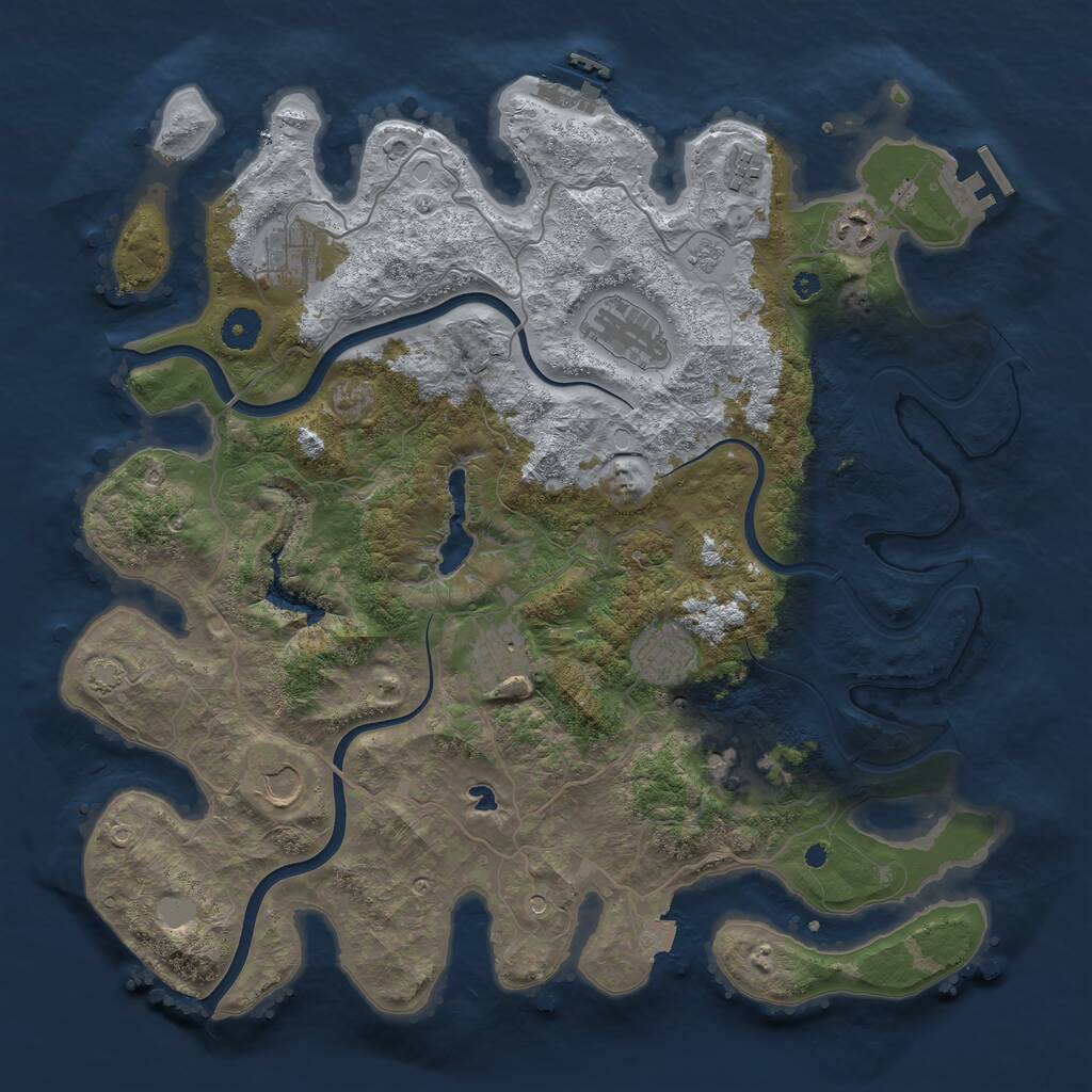Rust Map: Procedural Map, Size: 4000, Seed: 2136542, 14 Monuments