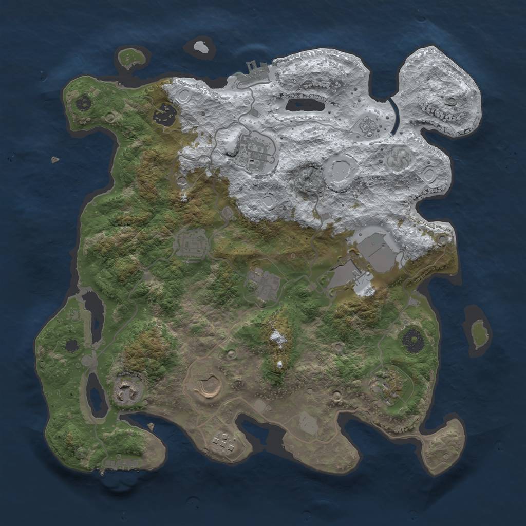 Rust Map: Procedural Map, Size: 3500, Seed: 553326493, 18 Monuments