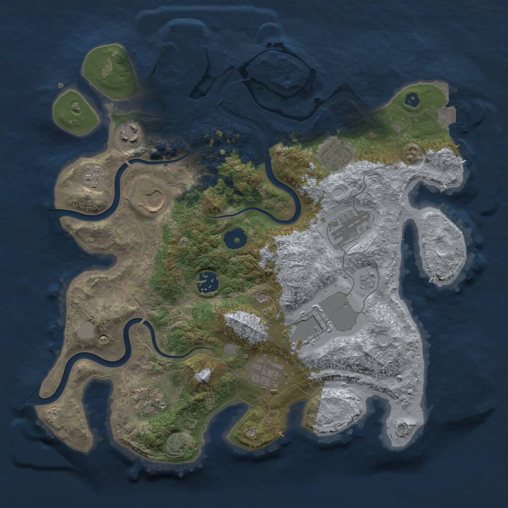 Rust Map: Procedural Map, Size: 3500, Seed: 2728480, 14 Monuments