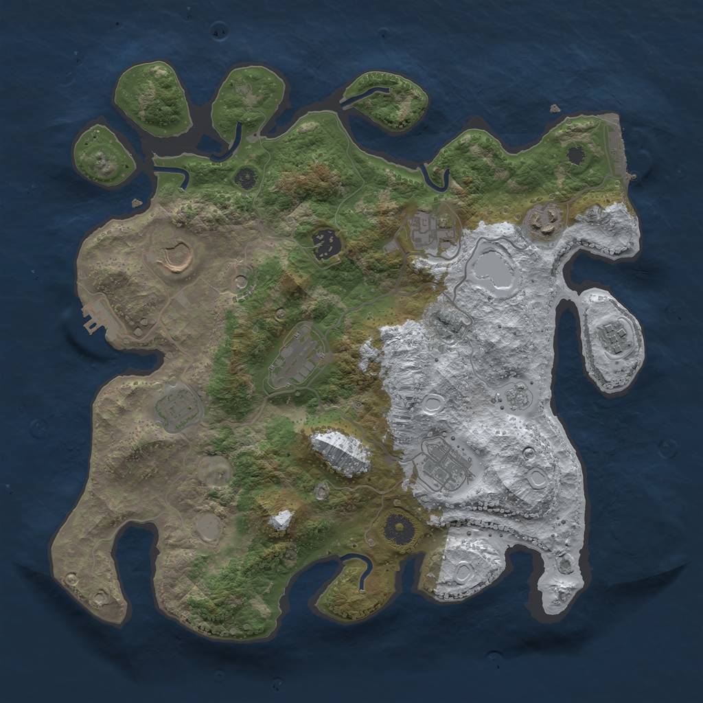 Rust Map: Procedural Map, Size: 3500, Seed: 2728480, 17 Monuments