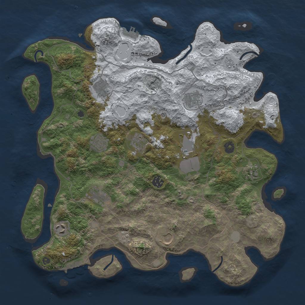 Rust Map: Procedural Map, Size: 4000, Seed: 1645223087, 20 Monuments