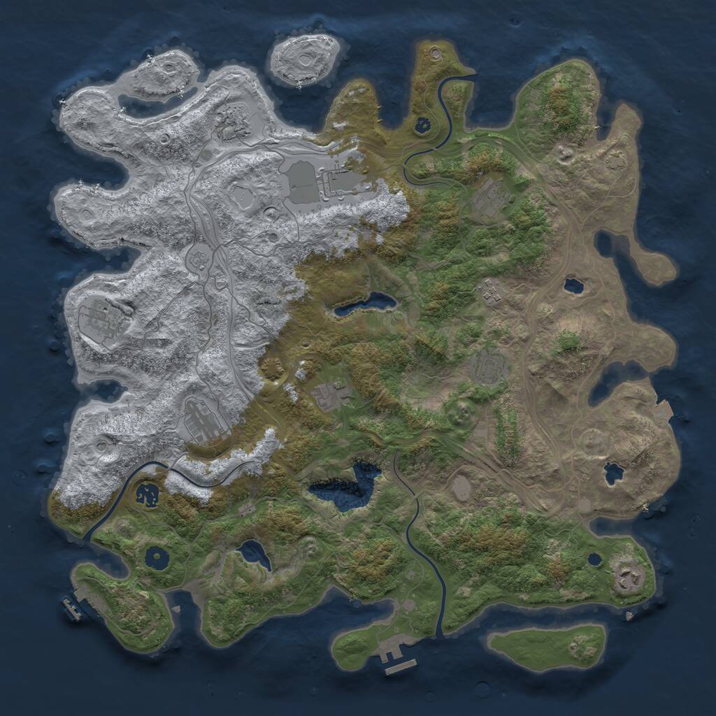 Rust Map: Procedural Map, Size: 4500, Seed: 180760, 16 Monuments