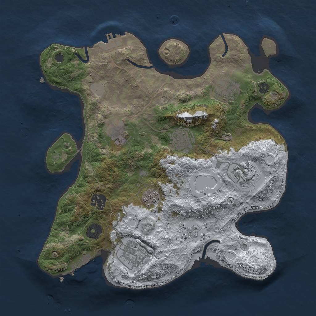 Rust Map: Procedural Map, Size: 3000, Seed: 8999602, 16 Monuments