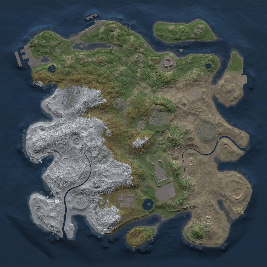 Rust Map: Procedural Map, Size: 3500, Seed: 7536568, 13 Monuments