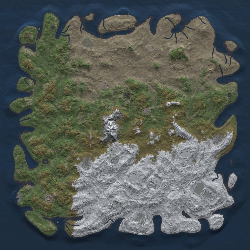 Rust Map: Procedural Map, Size: 6000, Seed: 54, 20 Monuments
