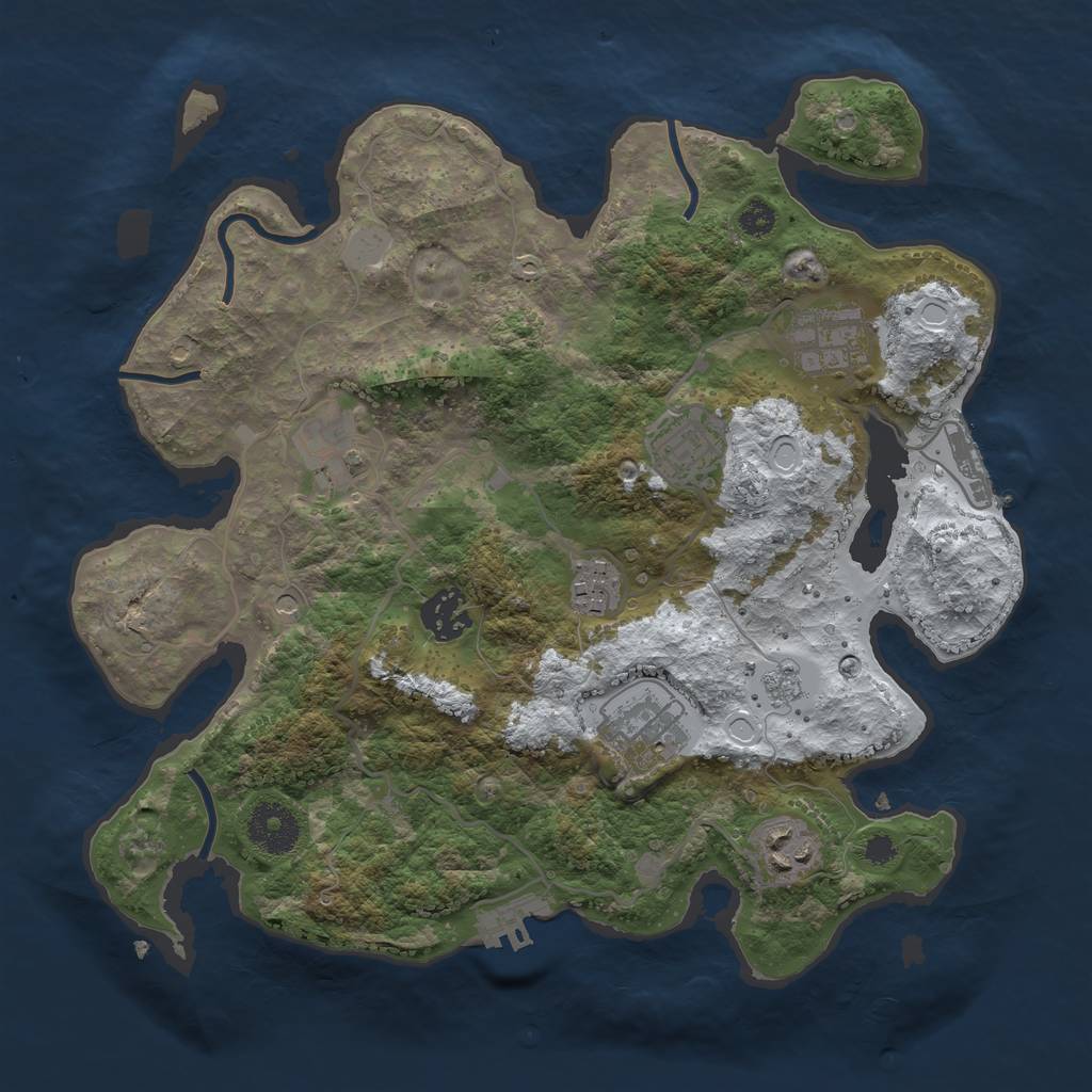 Rust Map: Procedural Map, Size: 3200, Seed: 3520036, 16 Monuments