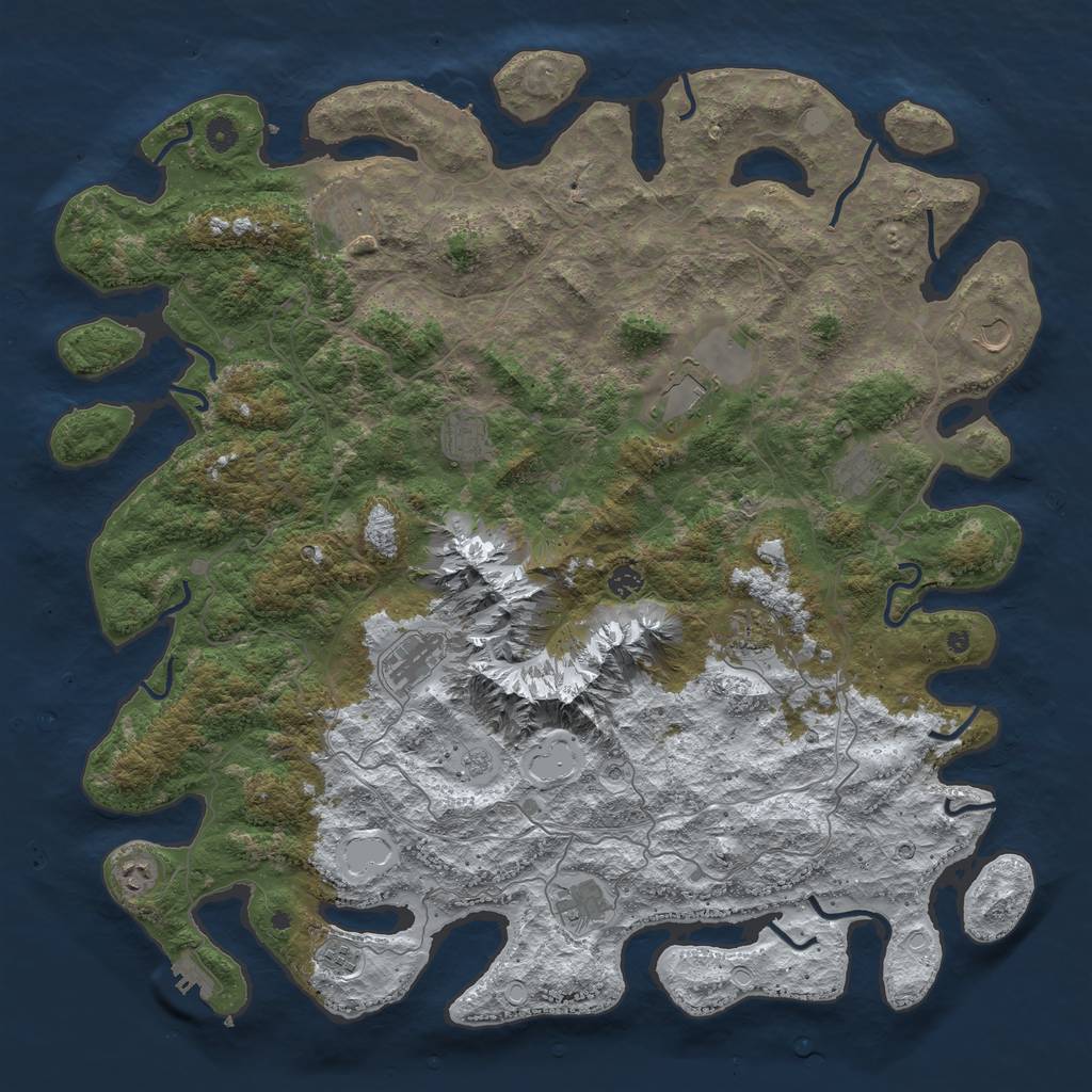 Rust Map: Procedural Map, Size: 5000, Seed: 1844947974, 20 Monuments