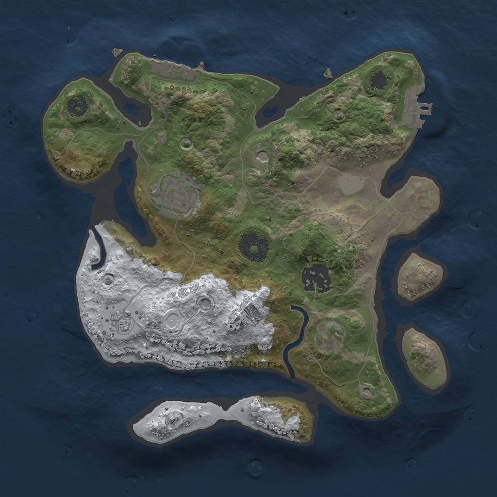Rust Map: Procedural Map, Size: 2500, Seed: 364587388, 11 Monuments