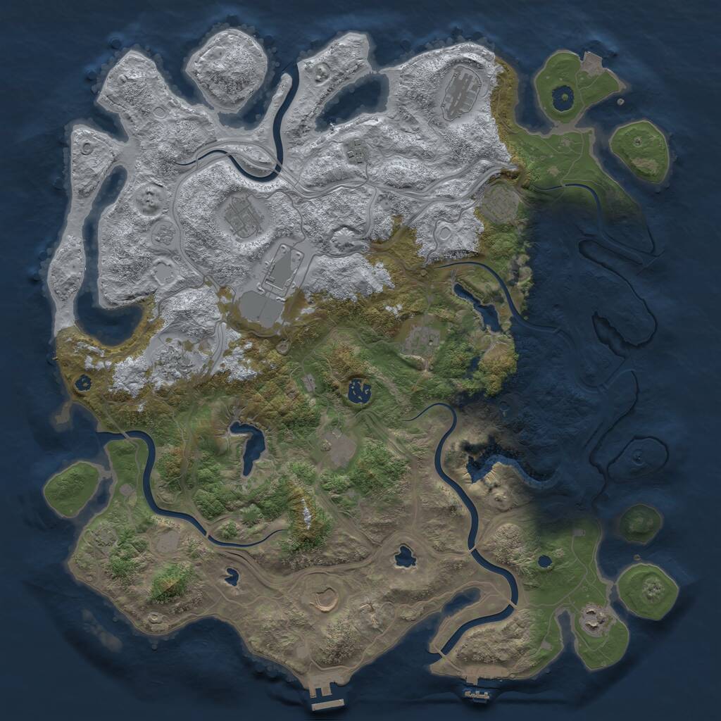 Rust Map: Procedural Map, Size: 4500, Seed: 1372510459, 17 Monuments