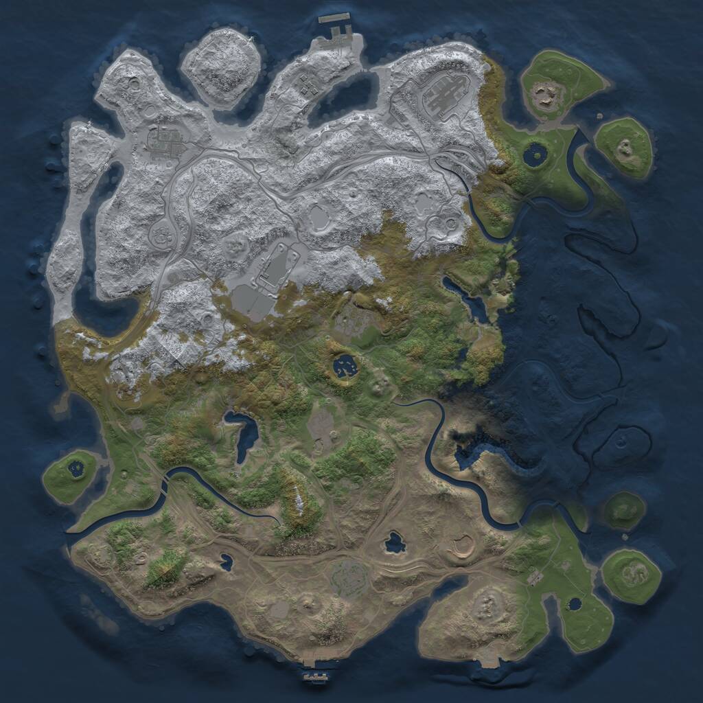 Rust Map: Procedural Map, Size: 4500, Seed: 1372510459, 17 Monuments