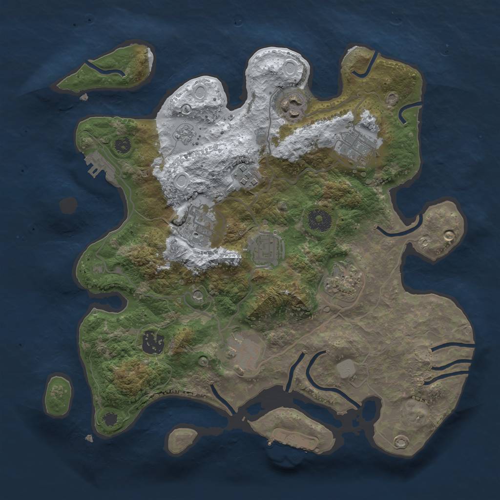 Rust Map: Procedural Map, Size: 3200, Seed: 2438844, 17 Monuments