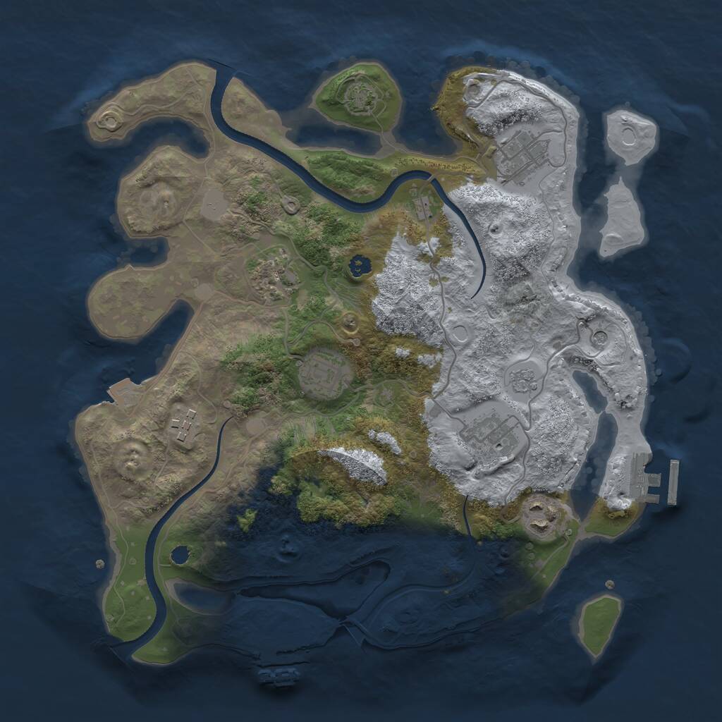 Rust Map: Procedural Map, Size: 3250, Seed: 4800081, 12 Monuments
