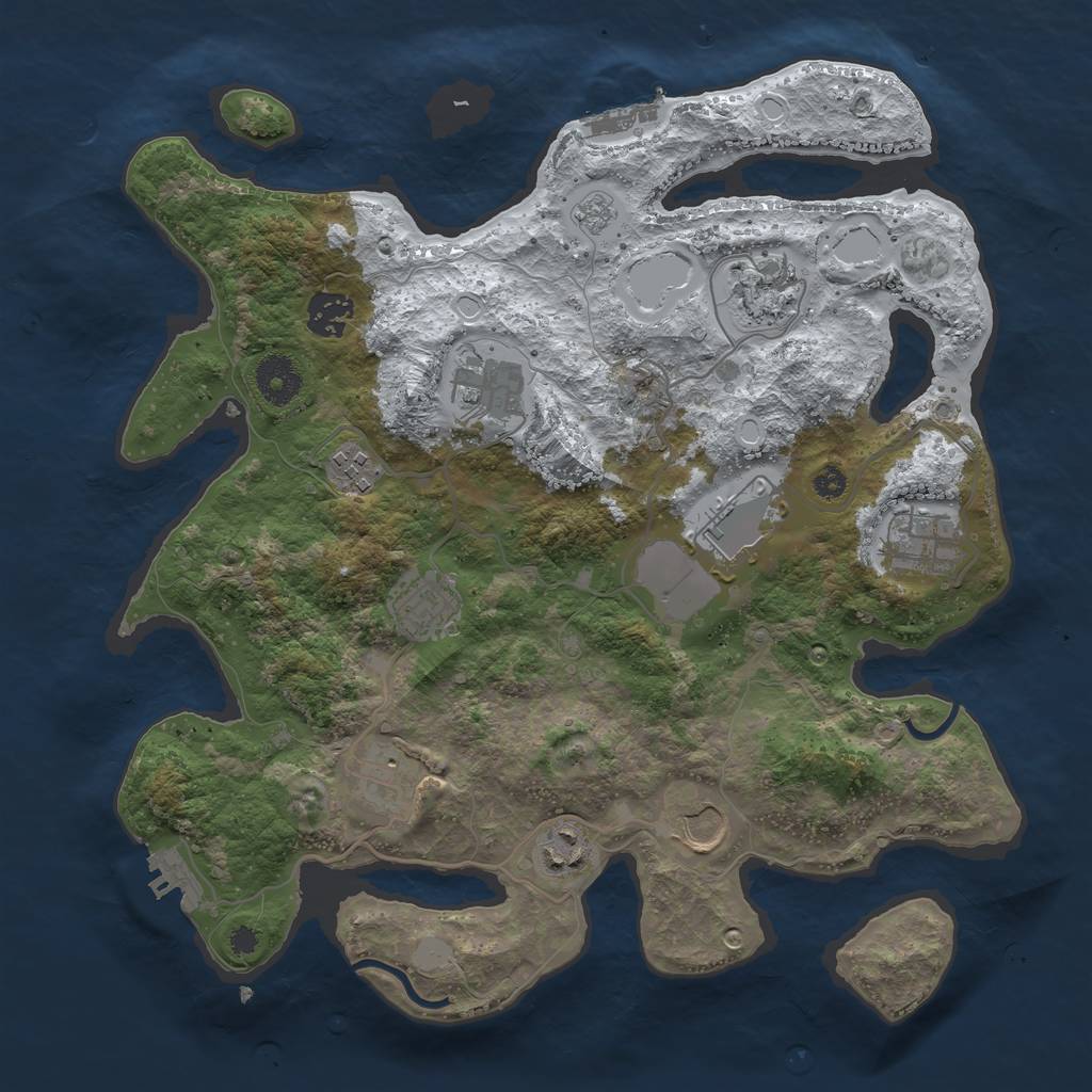 Rust Map: Procedural Map, Size: 3500, Seed: 37216023, 18 Monuments