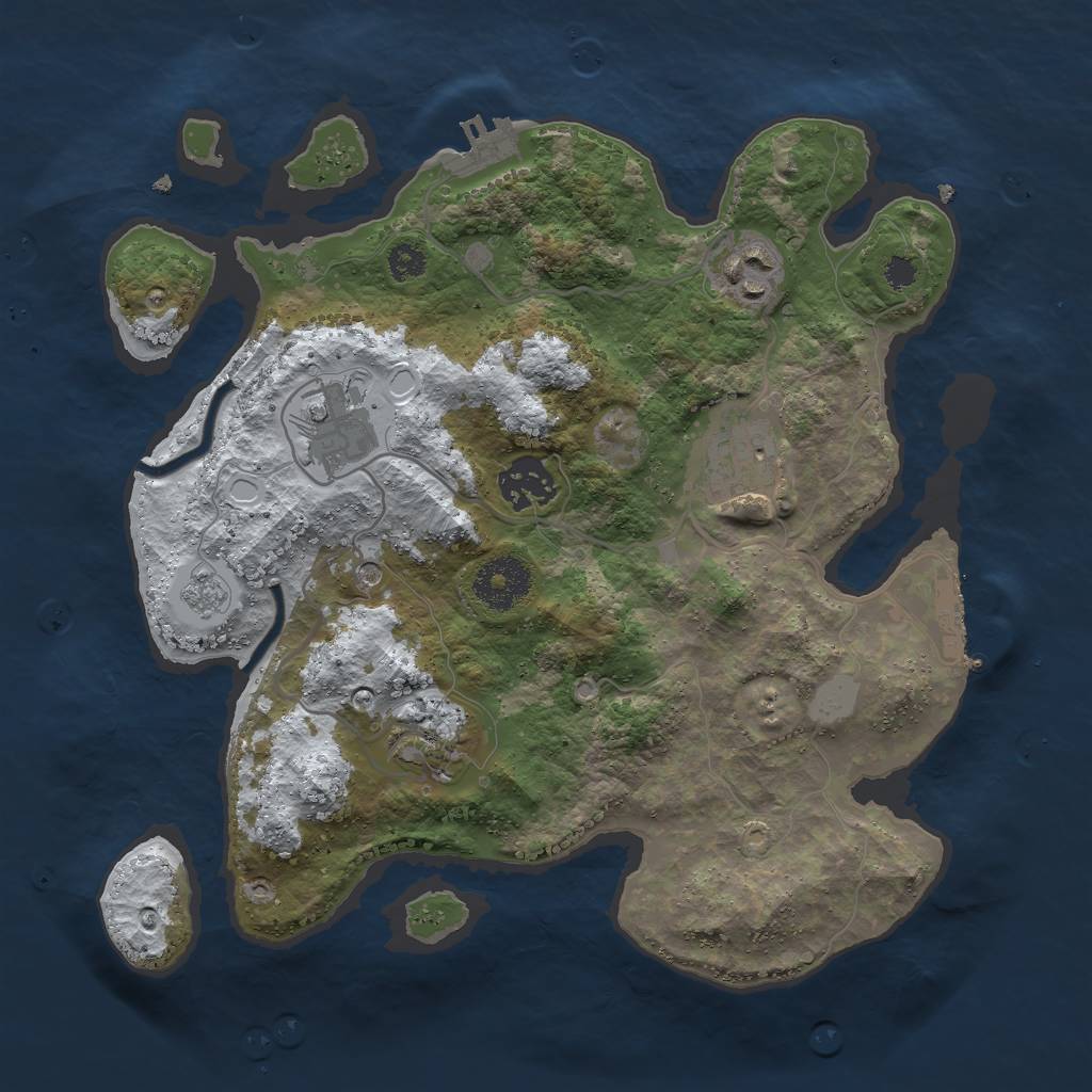 Rust Map: Procedural Map, Size: 3000, Seed: 23285, 14 Monuments