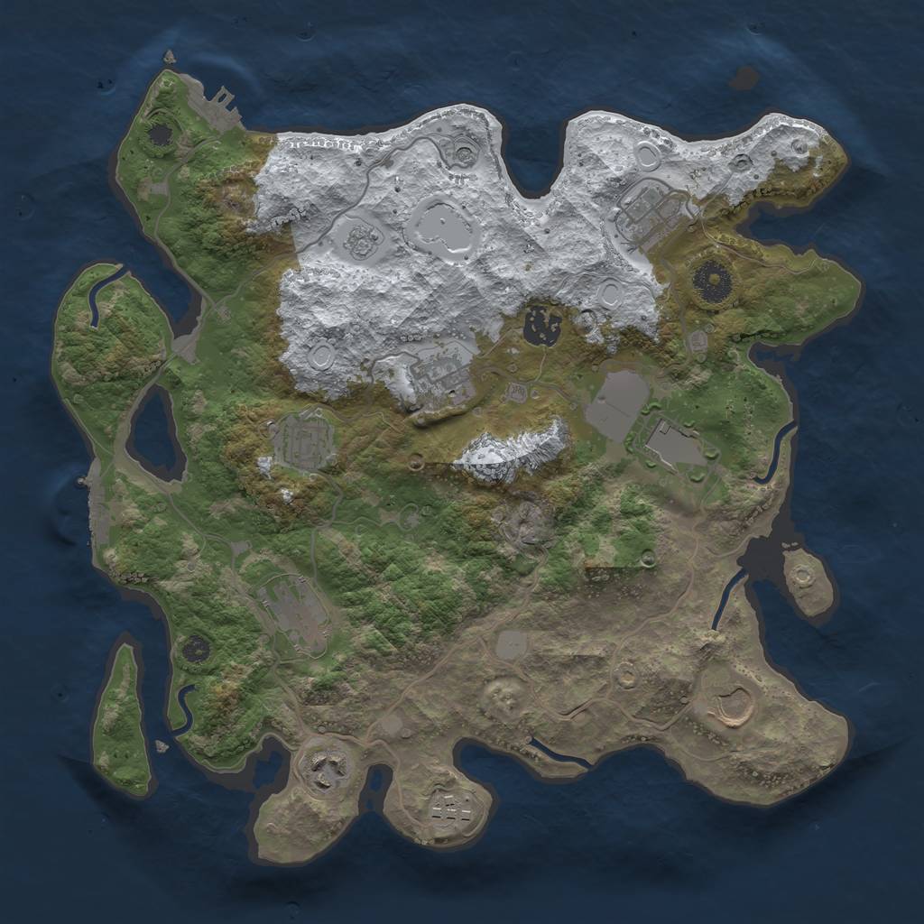 Rust Map: Procedural Map, Size: 3500, Seed: 249058, 18 Monuments