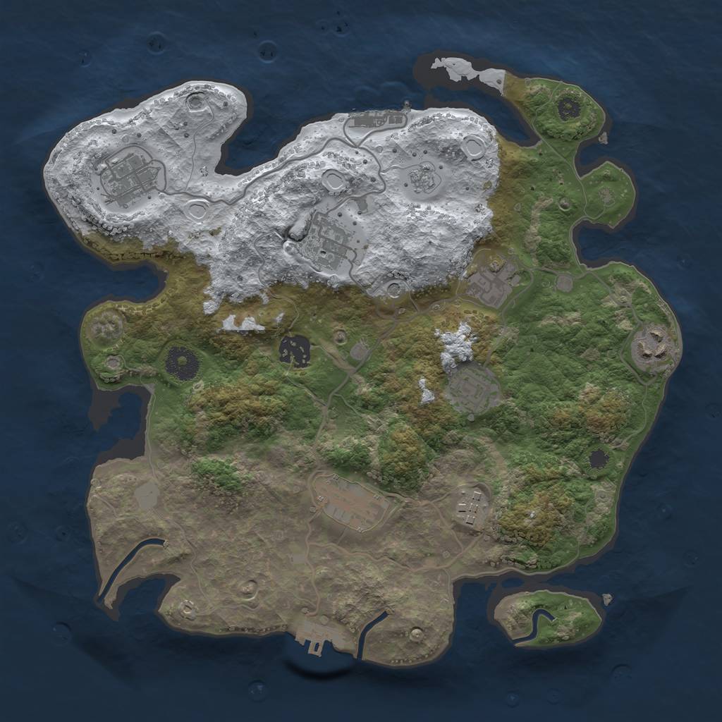 Rust Map: Procedural Map, Size: 3250, Seed: 466658, 17 Monuments