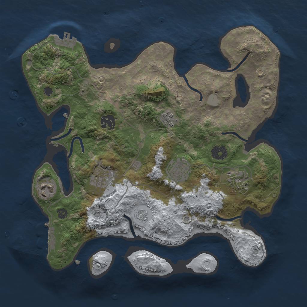 Rust Map: Procedural Map, Size: 3000, Seed: 6544, 15 Monuments