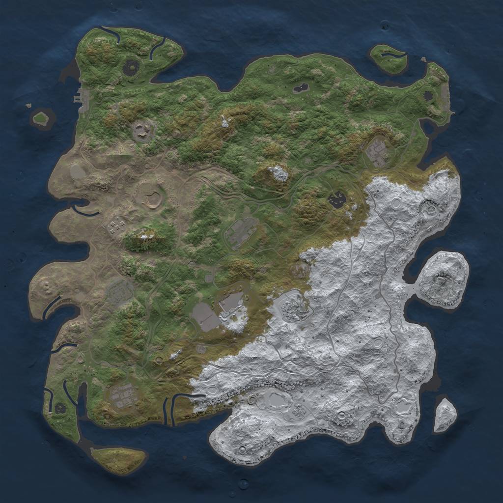 Rust Map: Procedural Map, Size: 4500, Seed: 7775, 19 Monuments