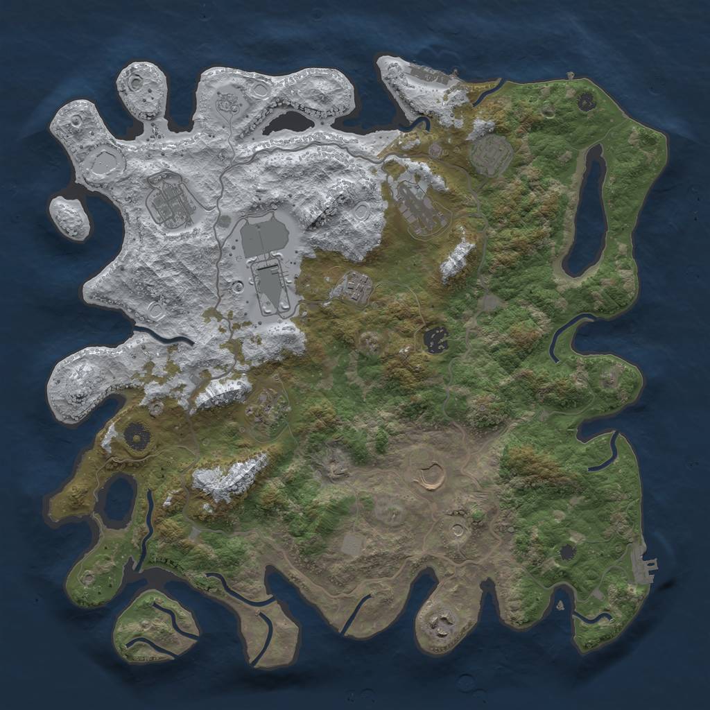 Rust Map: Procedural Map, Size: 4000, Seed: 690694141, 18 Monuments