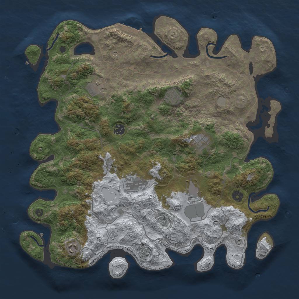 Rust Map: Procedural Map, Size: 4000, Seed: 479799354, 16 Monuments