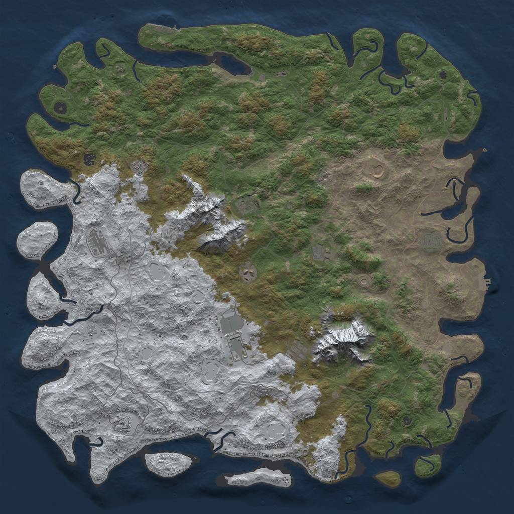 Rust Map: Procedural Map, Size: 6000, Seed: 4201981, 20 Monuments