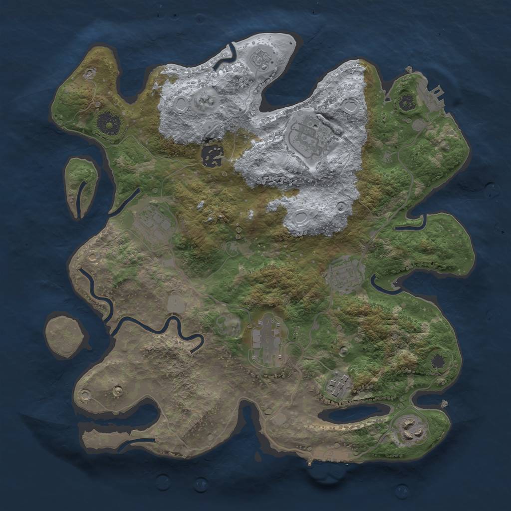 Rust Map: Procedural Map, Size: 3250, Seed: 4305057, 15 Monuments