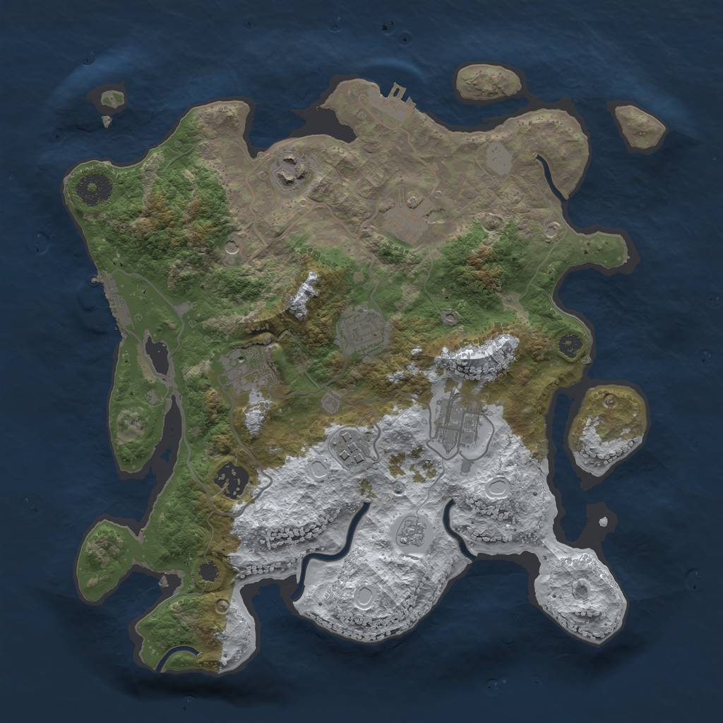 Rust Map: Procedural Map, Size: 3250, Seed: 797104, 16 Monuments