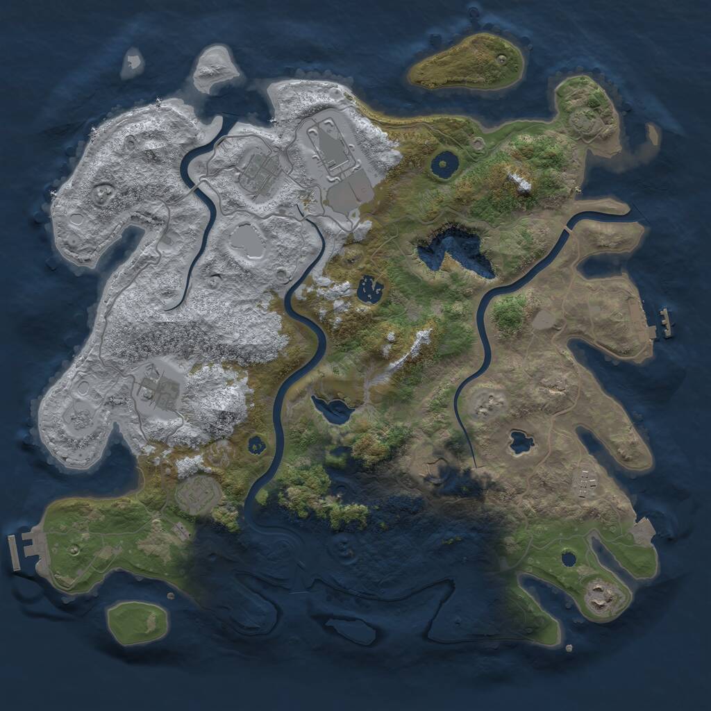 Rust Map: Procedural Map, Size: 4000, Seed: 300102130, 14 Monuments