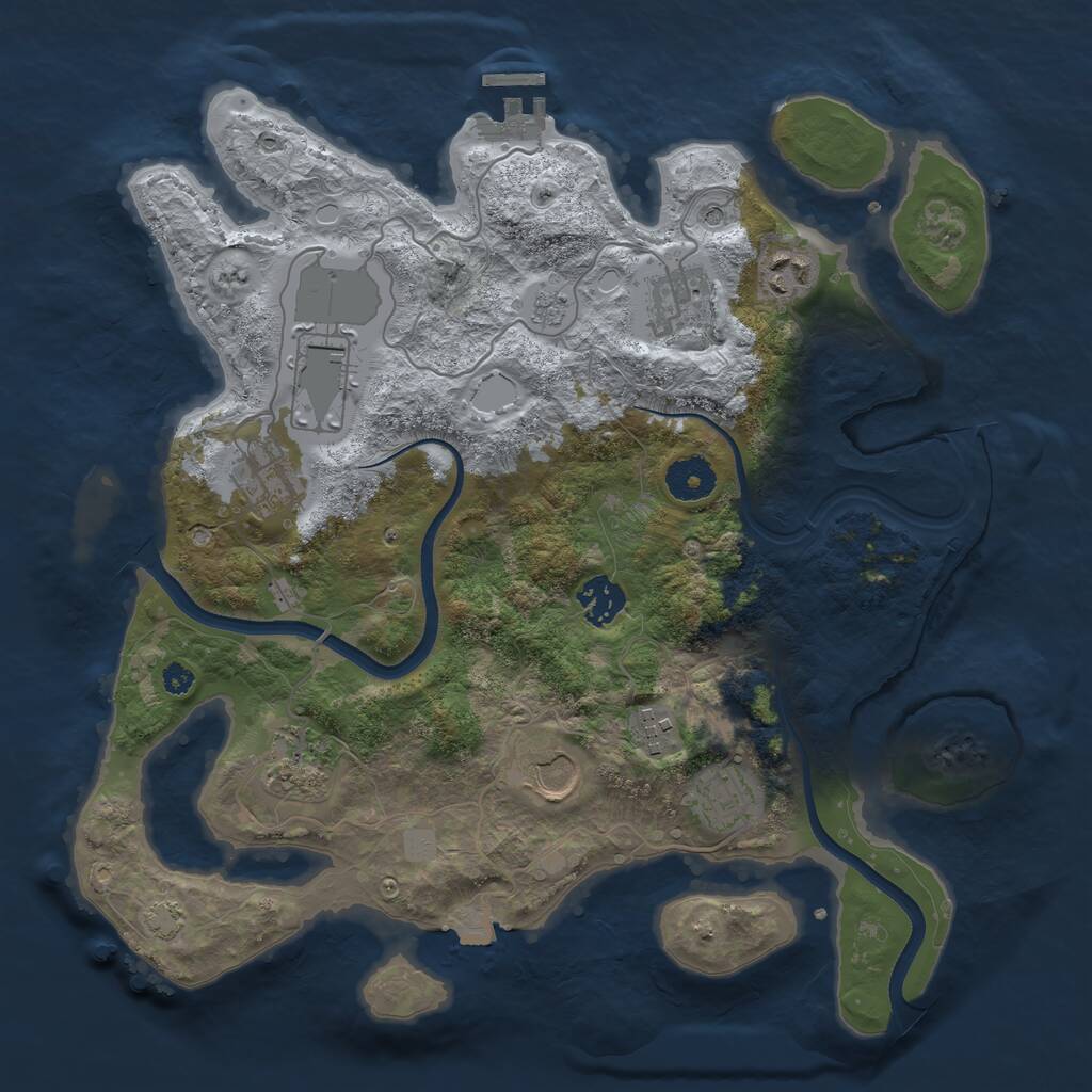 Rust Map: Procedural Map, Size: 3500, Seed: 1735800857, 14 Monuments