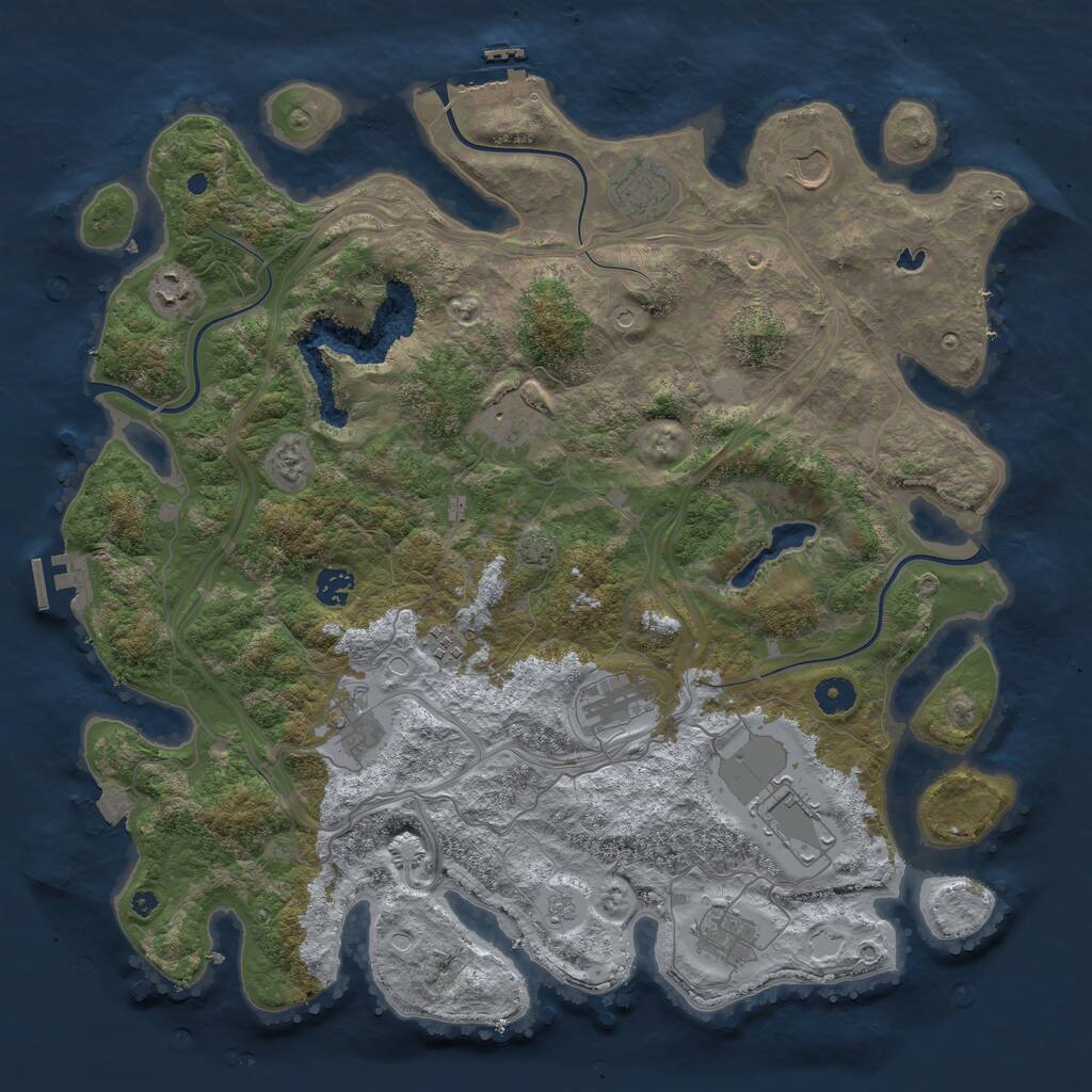 Rust Map: Procedural Map, Size: 4250, Seed: 443946557, 16 Monuments